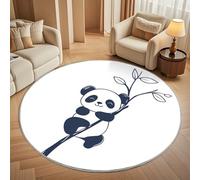 ModèLe de Panda Simple Tapis Rond 80 cm Intérieur & Extérieur Doux Antidérapant Lavable en Machine, Blanc Tapis Décoratif de Style Moderne pour Salon Chambre Salle à Manger