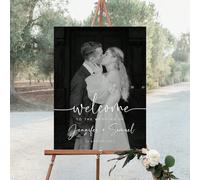 Modèle de panneau de bienvenue pour photo de mariage élégant, panneau de bienvenue, panneau de bienvenue moderne, affiche de réception de mariage imprimable, amour éternel, noir monochrome, décoration