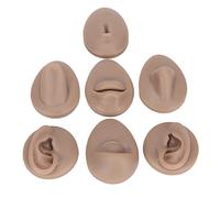 Modèle de Partie du Corps en Silicone Souple, Modèle de Pratique du Perçage Corporel, Simulation des Oreilles, des Yeux, du Nez, de la Bouche, de la Langue et du Nombril (Couleur
