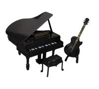 Modèle de piano - Ensemble de jouets pour instruments de musique miniatures en polypropylène - Clavier avec tabouret - Accessoire réaliste pour meubles de maison