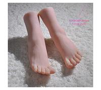 Modèle de pied mince manucure Pratique Movie Silicone 1 paire Chaussettes femelles Taille la vie Chaussure Chaussette Bijoux(Skin Toes bone,Right foot)