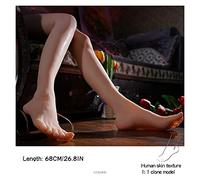 Modèle de Pied réaliste en Silicone Mannequin Pied Pied Long Jambe modèle Bas for Art Silicone Femme mâle TPE Fake Ongles Tassel Caoutchouc en Caoutchouc 3700L(Wheat Toes No Bone,Left Leg)