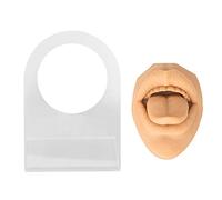 Modèle de piercing à lèvres en silicone souple, forme flexible de simulation de la bouche pour l'exercice de perçage et la présentation de bijoux, outil pédagogique avec support en acrylique (couleur