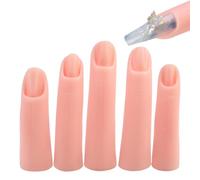 Modèle de Pratique à Ongles - Lot de 5 Doigts d'Entraînement en Silicone | Doigts de Pratique en Silicone | Tatouage Modèle De Doigt D'entraînement pour s'exercer au nail arrt
