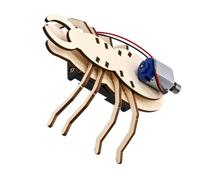 Modèle de projet de robot pratique pour des expériences de mouvement | Robot en bois à construire, moteur visible, fils rouges et noirs, activité scientifique pour les étudiants et les familles