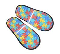 Modèle De Sensibilisation À L'Autisme Pantoufles Moelleuses Respirantes Pantoufles En Peluche Hiver Chaussons Pour Chambre Unisex Extérieur L