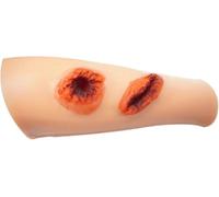 Modèle de simulation de plaie à la jambe, modèle d'entraînement à l'emballage des plaies, simulateur de contrôle des hémorragies, arrêt des saignements, conception d'apparence réaliste(25*14*10CM)