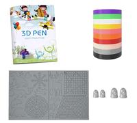 Modèle de stylo 3D AQTAQ | 3D PLA Silk | Tapis de stylo 3D | Protège-doigts, 10 couleurs, 1,75 mm, 50 m au total, grand tampon en silicone, gabarits de dessin 3D, pour stylo d'impression 3D - Gris