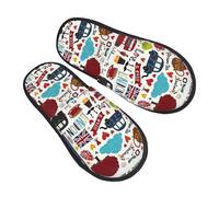 Modèle De Symboles De Londres Pantoufles Légères Pantoufles Moelleuses Antidérapants Chaussures Pour Unisex Homme Intérieur M