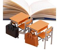 Modèle de Table Miniature - Petits Accessoires pour Maison De - Décoration Salle De Classe Miniature avec Bureau Et Cartable pour Jeu Symbolique