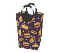 Modèle de taco, hamburger, hot-dog,Panier à linge pliable, grand bac de rangement résistant avec poignées, 50 L