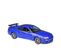 Modèle de Véhicule à L’échelle 1:24 for Nissan Skyline GTR R34 Mini Échelle Statique en Alliage De Zinc Modèle De Voiture Vitrine Ornements Décoration Véhicules à Moteur(Blue)