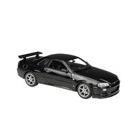 Modèle de Véhicule à L’échelle 1:24 for Nissan Skyline GTR R34 Mini Échelle Statique en Alliage De Zinc Modèle De Voiture Vitrine Ornements Décoration Véhicules à Moteur(Black)