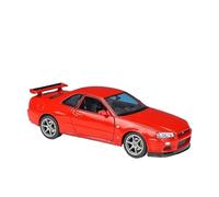 Modèle de Véhicule à L’échelle 1:24 for Nissan Skyline GTR R34 Mini Échelle Statique en Alliage De Zinc Modèle De Voiture Vitrine Ornements Décoration Véhicules à Moteur(Red)