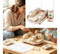 Modèle de véhicule d ' assemblage scientifique pour les cours | Ensemble de construction en bois, projet d ’ apprentissage à domicile, activité de table familiale, pièce