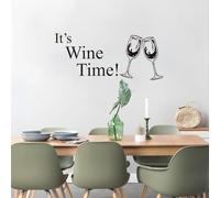 Modèle de verre à vin - stickers muraux avec des phrases de cuisine - idéal pour décorer salon chambre à coucher, cuisine, bar, etc décoration murale - vinyle amovible stickers muraux - noir 58*25cm