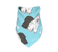 Modèle de Vieux Chien de Berger Anglais,Bavoir écharpe Triangulaire à Capuche réglable pour Animaux de Compagnie, Capuche Lavable adaptée aux Chiens et Chats de Petite, Moyenne et Grande Taille