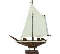 Modèle de voilier maritime en bois de pin, bateau décoratif pour la maison, 32×5×41cm, look rustique en brun