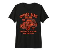 Modèle de Voiture Ancienne Hotrod Rebel Automotive Nostalgia T-Shirt Haut de Gamme