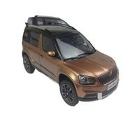 Modèle De Voiture De Course à Collectionner 1:18 pour Skoda Yeti SUV Marron/Bleu/Marron Alliage Mini Décoration Modèle De Voiture Surprise De Vacances Décoration pour Chambre(Brown)