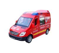 Modèle De Voiture De Course à Collectionner 1/32 pour Mercedes-Benz 120 Ambulance Swat Voiture Alliage Style Réaliste Modèle Voiture avec Son Et Lumière Décoration pour Chambre(Red)