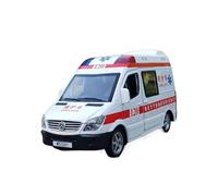 Modèle De Voiture De Course à Collectionner 1:32 pour Mercedes-Benz Sprinter Alliage Ambulance Voiture Modèle Simulation Voiture De Police avec Porte Ouverte Décoration pour Chambre(White)