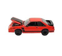 Modèle De Voiture De Course à Collectionner 1/64 pour Ford Mustang GT-Gustom 1987 Modèle De Voiture en Alliage Rouge Capot Avant Ouvrable Petit Modèle De Berline Décoration pour Chambre