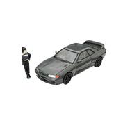 Modèle De Voiture De Course à Collectionner 1:64 pour Nissan GTR R32 Capot Peut Être Ouvert Ornements Voiture Alliage Gris Mini Modèle Modèle D'affichage Intérieur Décoration pour Chambre