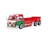 Modèle De Voiture De Course à Collectionner 1:64 pour Volkswagen T1 Pick-up Remorque Noël Peinture Alliage Échelle Jouet Voiture Modèle Décoration De Vacances Décoration pour Chambre