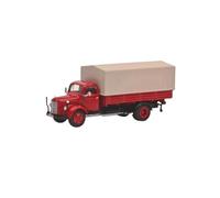 Modèle De Voiture De Course à Collectionner Camionnette MB L3500 avec Hangar Modèle De Voiture en Alliage Jouet Réaliste Échelle 1:87 Décoration pour Chambre(Red)