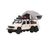 Modèle De Voiture De Course à Collectionner Modèle De Voiture Alliage À Petite Échelle pour Camionnette Tout-Terrain Land Rover Defender 6 * 6 avec Accessoires 1:64 Décoration pour Chambre(White)