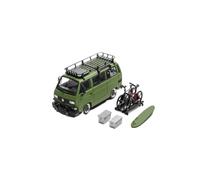 Modèle De Voiture De Course à Collectionner Modèle De Voiture Volkswagen T3 Low Profile en Alliage Édition Voyage avec Planche De Surf 1:64 Décoration pour Chambre(Green)