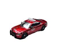 Modèle De Voiture De Course à Collectionner Voiture De Sport Dodge Charger Police DTP en Alliage Rouge À L'échelle 1:64 Modèle À Roues Noires pour Adultes Décoration pour Chambre