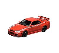 Modèle De Voiture Nissan Skyline GT-R R34 NISMO en Alliage Rouge À L'échelle 1:64 avec Capot Ouvrable Jouet pour Adulte Miniature De Collection(Red)