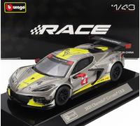 MODÈLE DE VOITURE STATIQUE BURAGO CHEVROLET C8R TEAM CORVETTE RACING 2021 ÉCH...