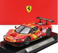 MODÈLE DE VOITURE STATIQUE BURAGO FERRARI 296 GT3 RACING 2023 VITRINE ÉCHELLE...