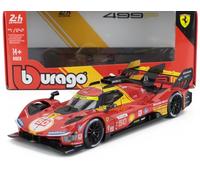 MODÈLE DE VOITURE STATIQUE BURAGO FERRARI 499P WINNER LE MANS 2024 FEU ÉCHELL...