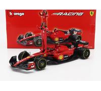 MODÈLE DE VOITURE STATIQUE BURAGO FERRARI F1 SF23 #55 FIGURINES SAINZ 2023 ÉC...
