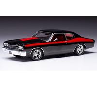 MODÈLE DE VOITURE STATIQUE DIECAST CHEVROLET CHEVELLE SS 1970 NOIR/ROUGE ÉCHE...
