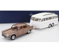 MODÈLE DE VOITURE STATIQUE DIECAST PEUGEOT 404 CARAVANE ROULOTTE HENON 1965 1/18