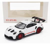 MODÈLE DE VOITURE STATIQUE NOREV PORSCHE 911 992 GT3 RS COUPE 2022 BLANC ROUG...