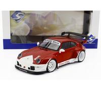 MODÈLE DE VOITURE STATIQUE SOLIDE PORSCHE 911 993 RWB BODYKIT ROUGE COUPE...