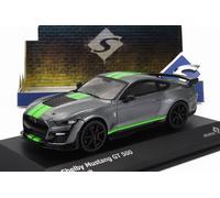 MODÈLE DE VOITURE STATIQUE SOLIDE SHELBY MUSTANG GT500 2020 GRIS AVEC NÉON VE...