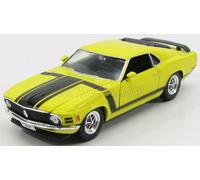 MODÈLE DE VOITURE STATIQUE WELLY FORD MUSTANG BOSS 302 1970 JAUNE NOIR ÉCHELL...