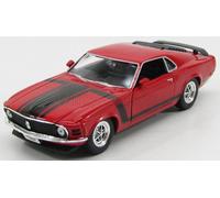 MODÈLE DE VOITURE STATIQUE WELLY FORD MUSTANG BOSS 302 1970 ROUGE NOIR ÉCHELL...