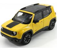 MODÈLE DE VOITURE STATIQUE WELLY JEEP RENEGADE TRAILHAWK 2017 JAUNE NOIR ÉCHE...