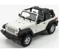 MODÈLE DE VOITURE STATIQUE WELLY JEEP WRANGLER RUBICON OPEN 2007 BLANC NOIR 1/24