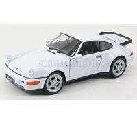 MODÈLE DE VOITURE STATIQUE WELLY PORSCHE 911 964 TURBO COUPE 1990 BLANC 1/24