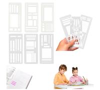 Modèle D'enregistrement Flexible Fait Main, Lot De 3 Pochoirs Réutilisables Pour La Journalisation, Les Listes De Contrôle, Les Cases, Les Lignes Et La Planification Quotidienne. (A+B+C)