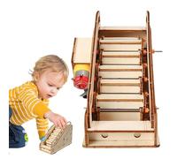 Modèle d'escalator en bois, jouet en bois fabriqué à la main, 6.42x3.54x4,69 pouces Kit de construction d'assemblage lisse, dispositif d'expérience scientifique fait à la main pour les adolescents, le